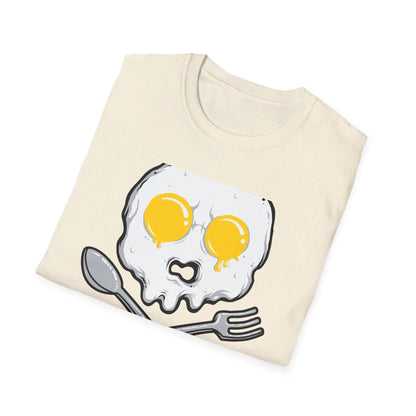 Epic Fried Egg Skull & Cross Utensils T-Shirt | Breakfast Lover & Chef Foodie Graphic Tee