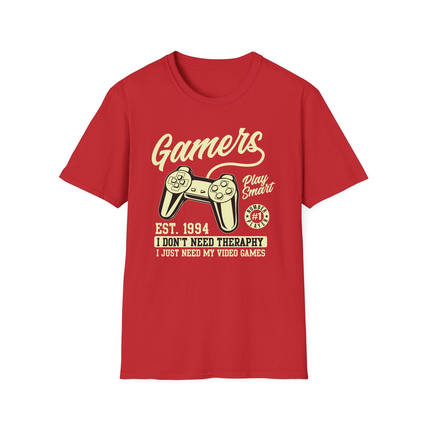 Hilarious Gamer T-Shirt: 'I Don't Need Therapy, Just My Video Games' - Retro Controller Tee for Ultimate Gaming Fans!