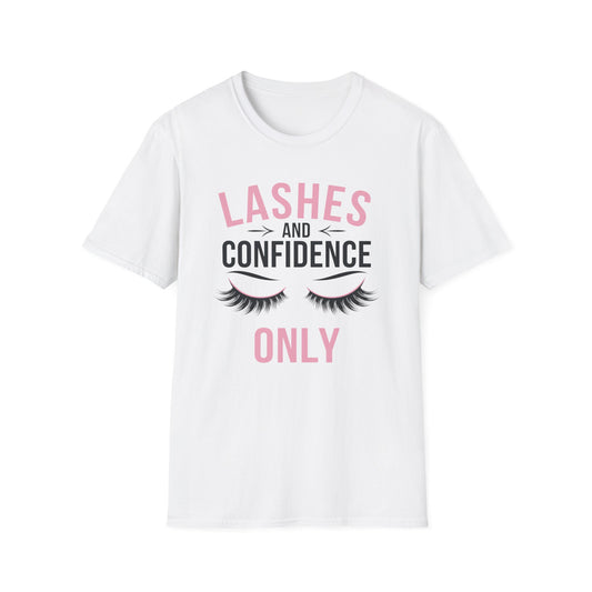 Empowering Lashes & Confidence Only T-Shirt | Chic Beauty Lover Tee Gift for Lash Techs & Women