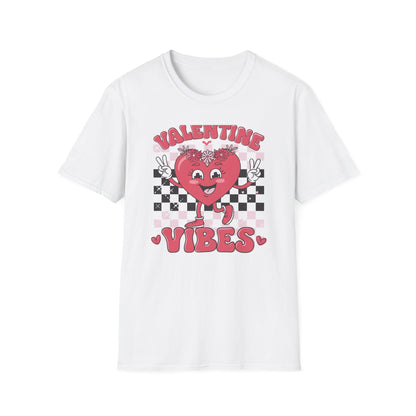Groovy Valentine Vibes T-Shirt | Adorable Retro Heart Peace Sign Tee with Flower Crown for Valentine's Day