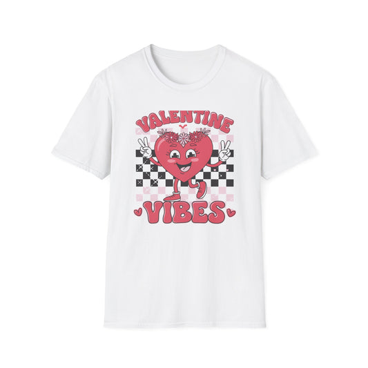 Groovy Valentine Vibes T-Shirt | Adorable Retro Heart Peace Sign Tee with Flower Crown for Valentine's Day