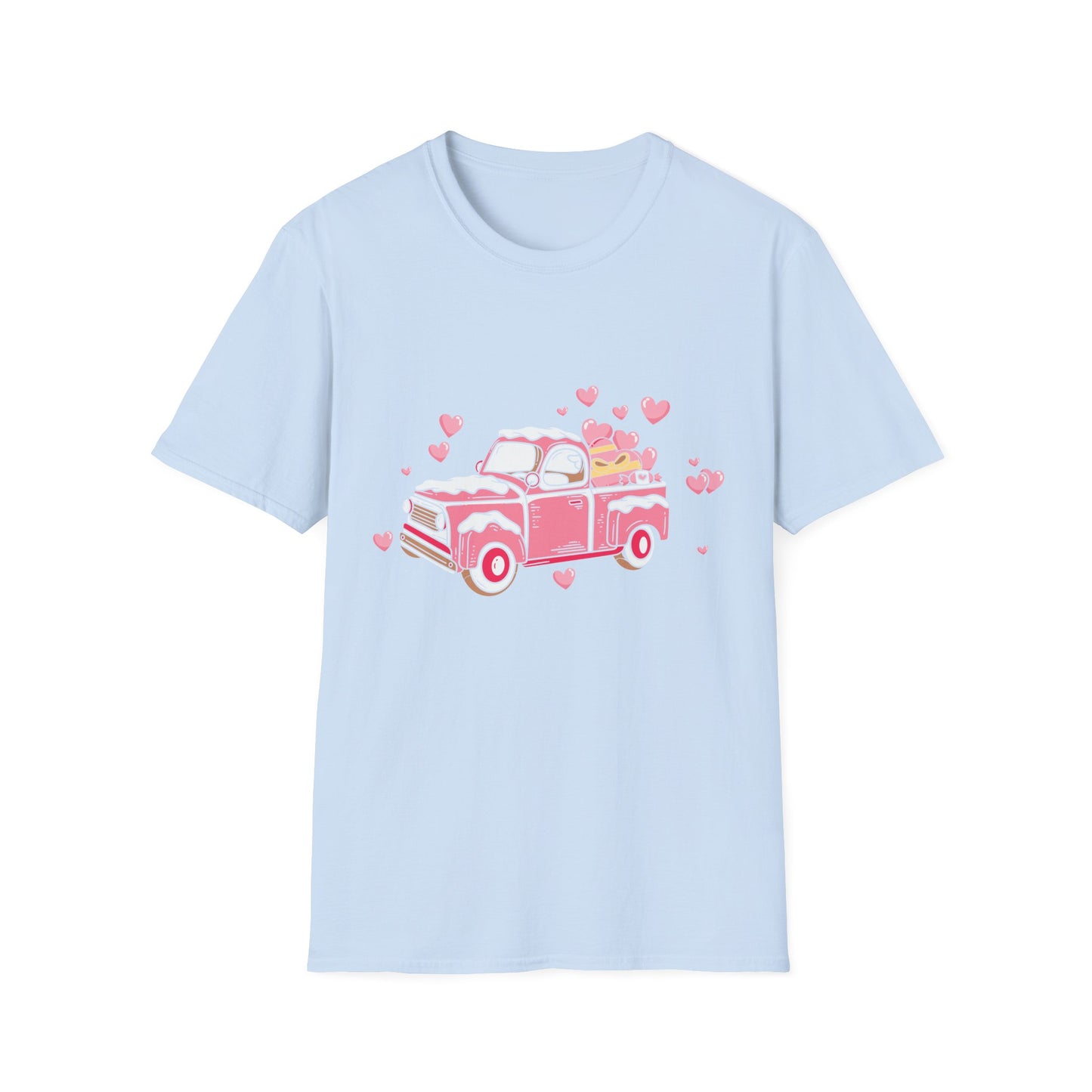 Adorable Pink Vintage Pickup Truck T-Shirt - Sweet Valentine's Day Hearts & Gifts Tee for Her | Charming Love Design