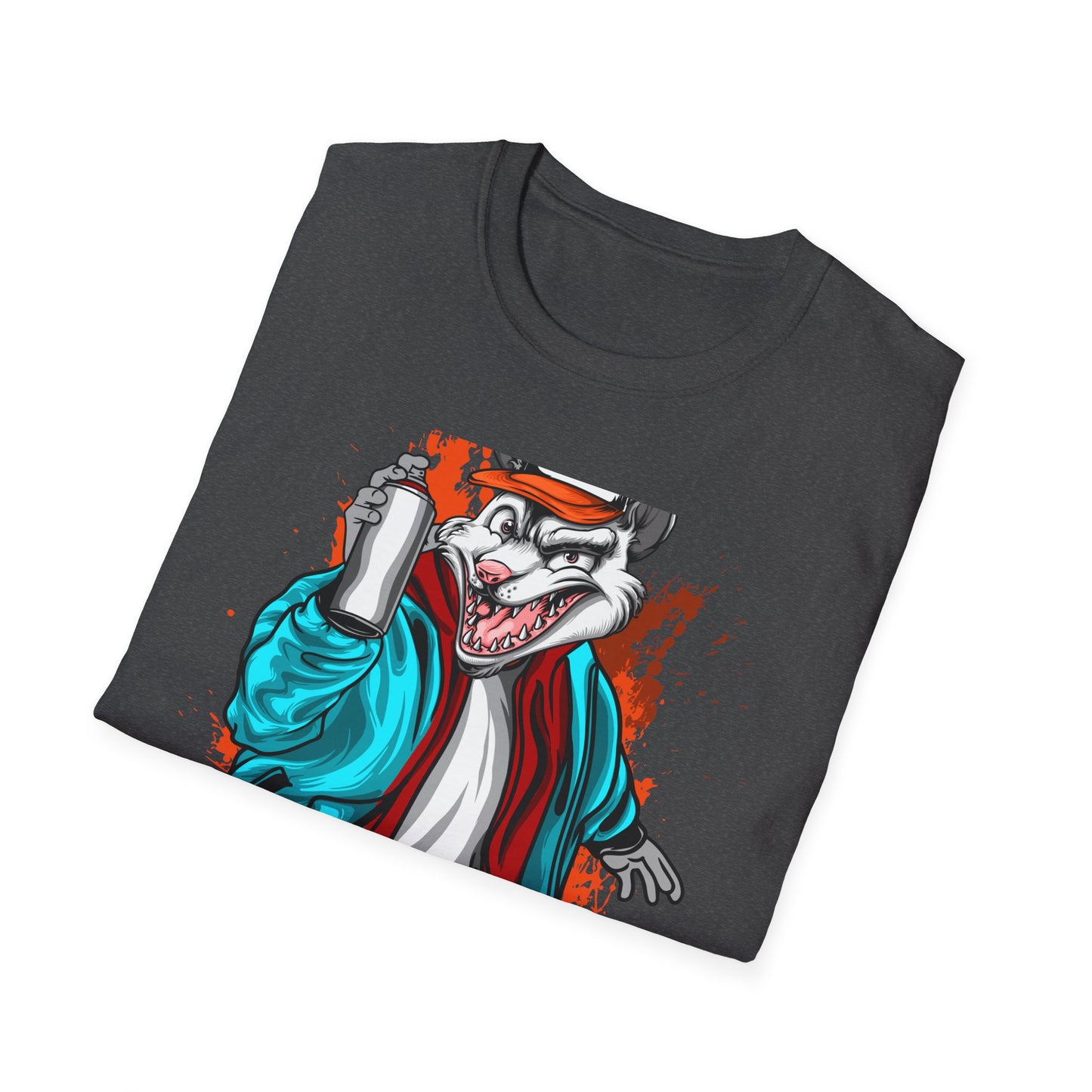 Unleash Your Inner Rebel: Epic Graffiti Rat T-Shirt - Bold Street Art Rodent Design with Spray Can for Urban Style
