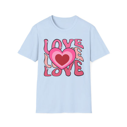 Groovy Pink Love Heart T-Shirt | Retro Y2K Sparkle Tee | Adorable Valentine's Day Gift for Her & Him