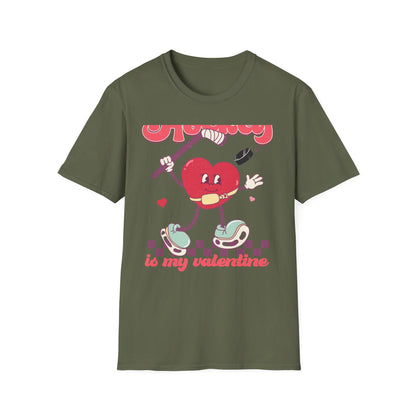 Groovy Hockey Is My Valentine T-Shirt - Cute Retro Heart Hockey Fan Tee - Perfect Valentine's Day Gift for Ice Hockey Lovers