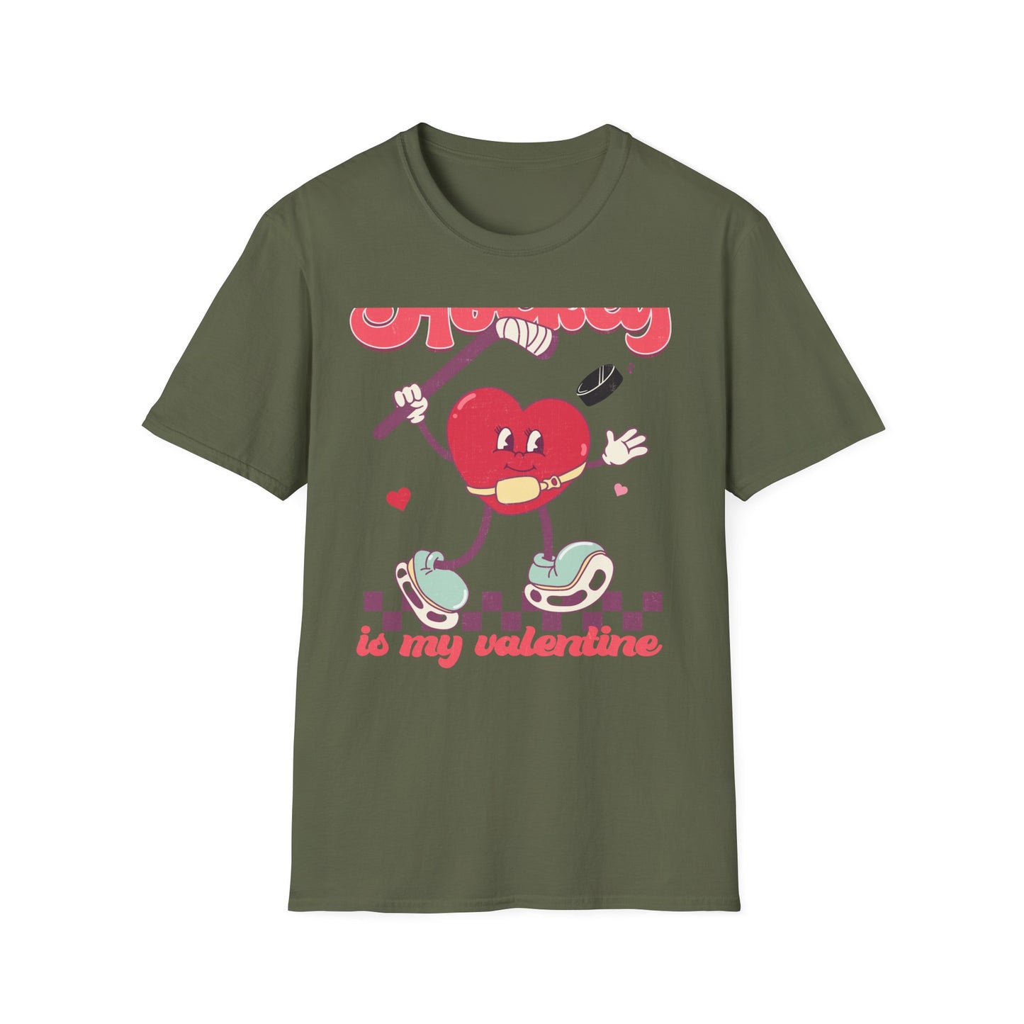 Groovy "Hockey Is My Valentine" T-Shirt | Retro Heart Hockey Lover Tee | Vintage Valentine's Day Sports Fan Gift
