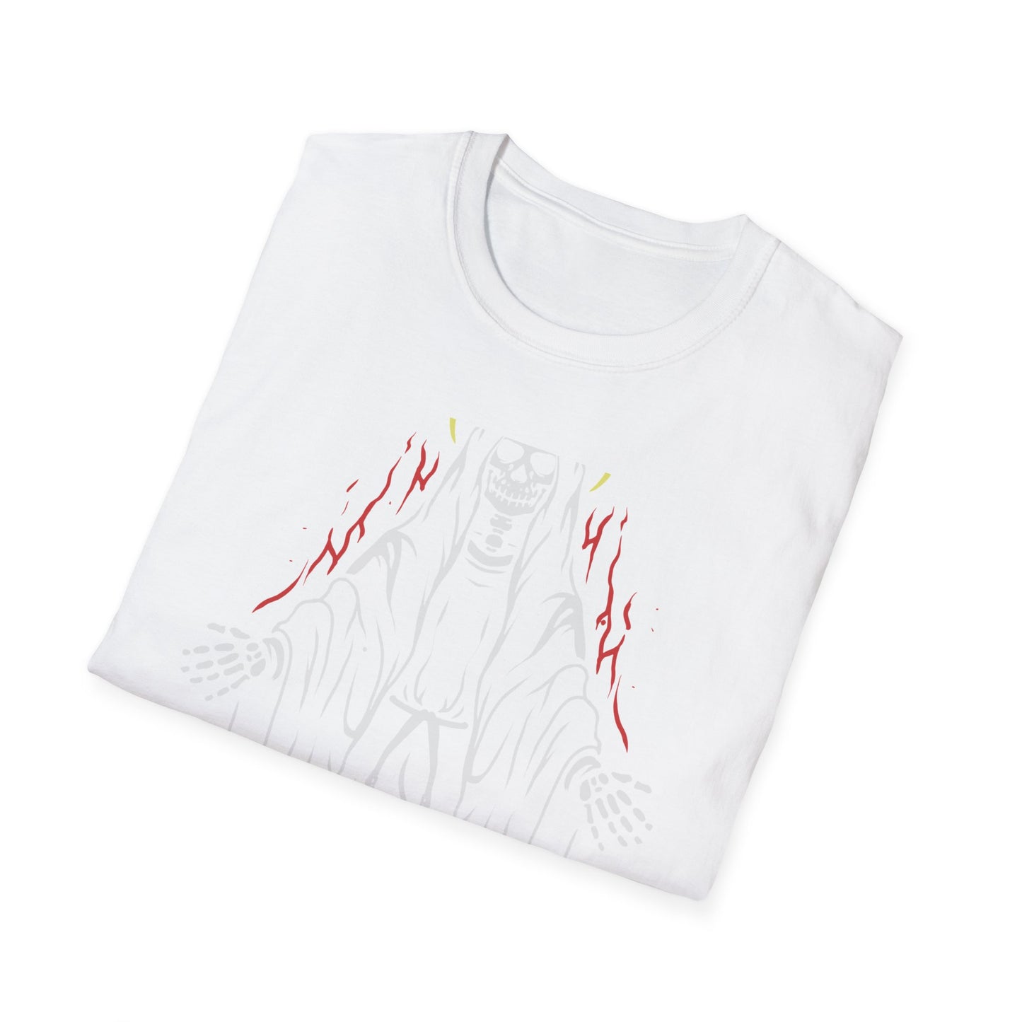 Powerful Skeletal Saint T-Shirt | Mystical Grim Reaper with Halo | Dark Goth Art Tee for Alternative Souls