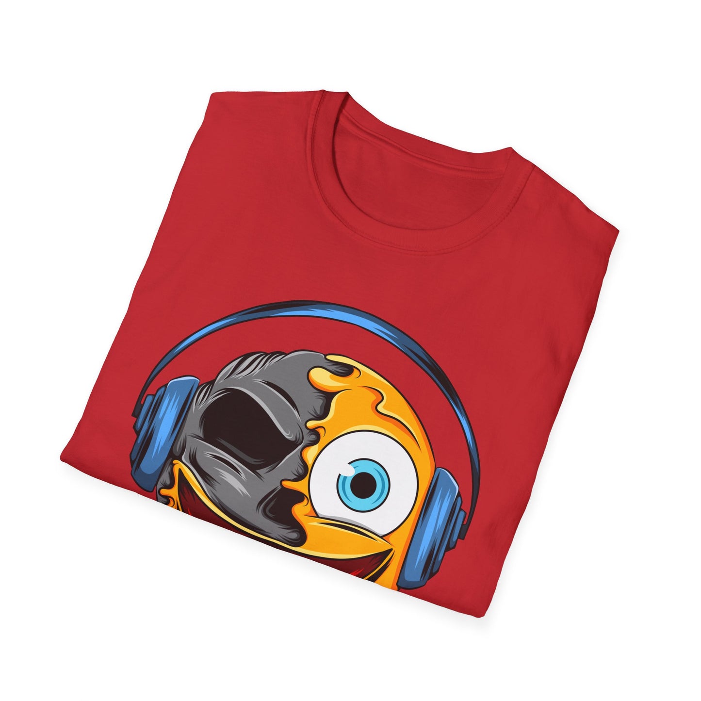 Mind-Blowing Melting Emoji Skull Headphones T-Shirt - Awesome Music Lover DJ Rave Tee