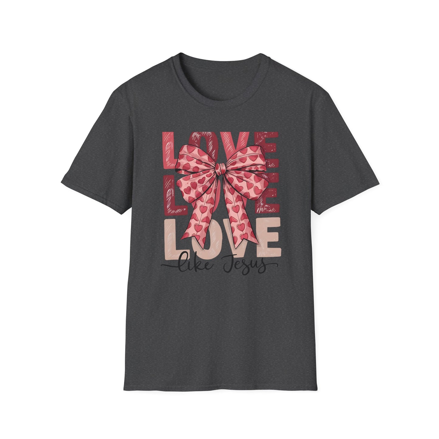 Charming Pink Heart Bow 'LOVE' T-Shirt - Sweet Valentine's Day & Romantic Women's Graphic Tee