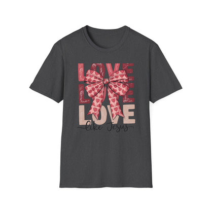 Charming Pink Heart Bow 'LOVE' T-Shirt - Sweet Valentine's Day & Romantic Women's Graphic Tee