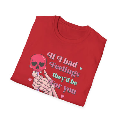 Edgy Romantic Skull T-Shirt | "If I Had Feelings They'd Be For You" Pastel Goth Love Tee | Unique Valentine's Gift