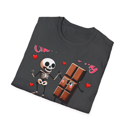 Funny Skeleton & Chocolate Valentine T-Shirt - Adorable 'Chocolate is My Valentine' Tee for Sweethearts & Singles