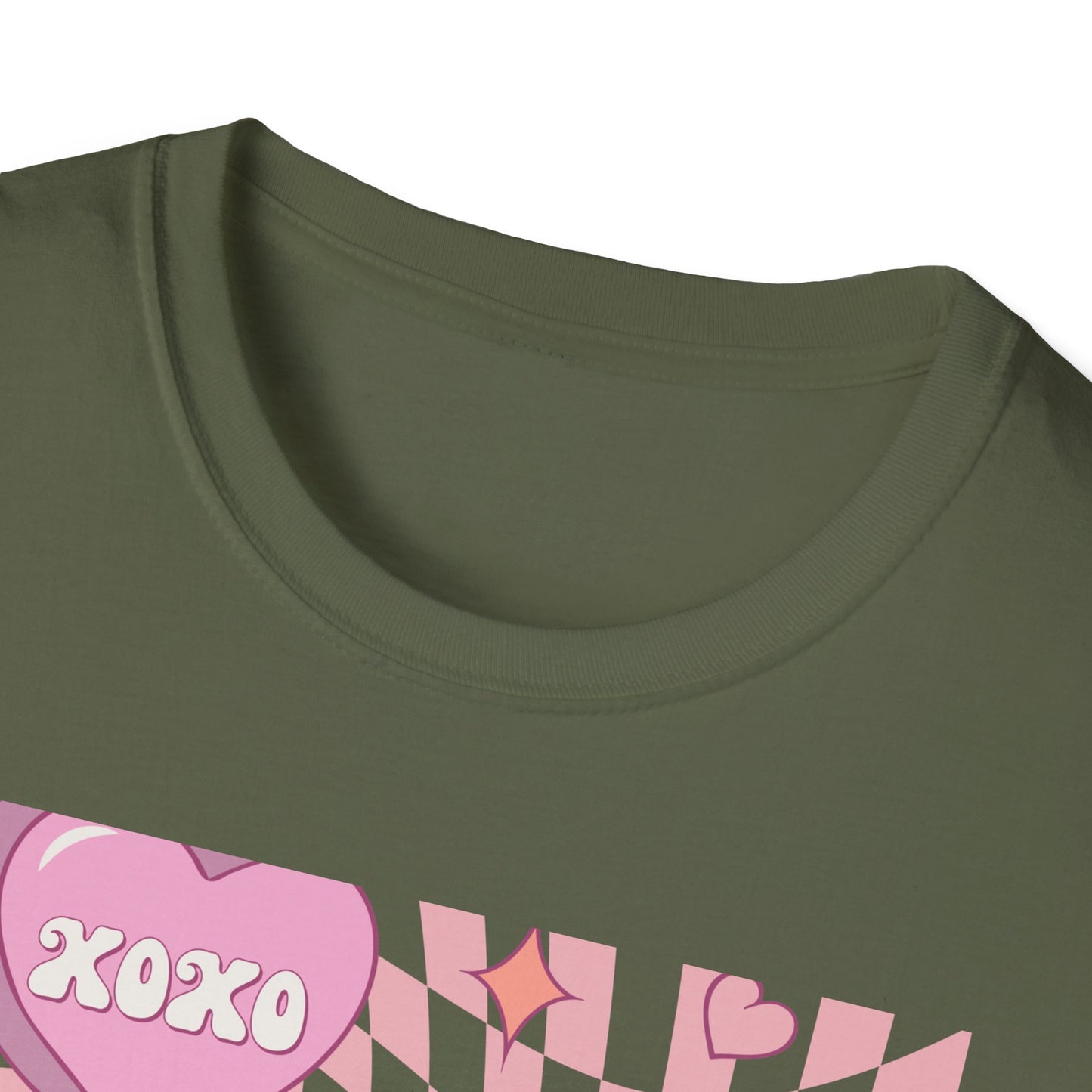 Groovy Conversation Hearts T-Shirt | Y2K Aesthetic Wavy Checkerboard Valentine's Day Tee | Adorable Retro Love Gift