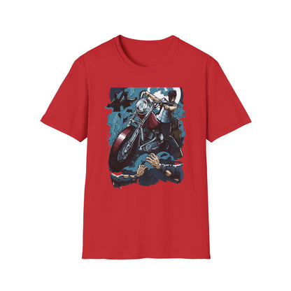 Epic Zombie Apocalypse Hunter T-Shirt - Fearless Biker Survival Horror Tee for Gamers & Fans - Thrilling Crossbow Rider Design