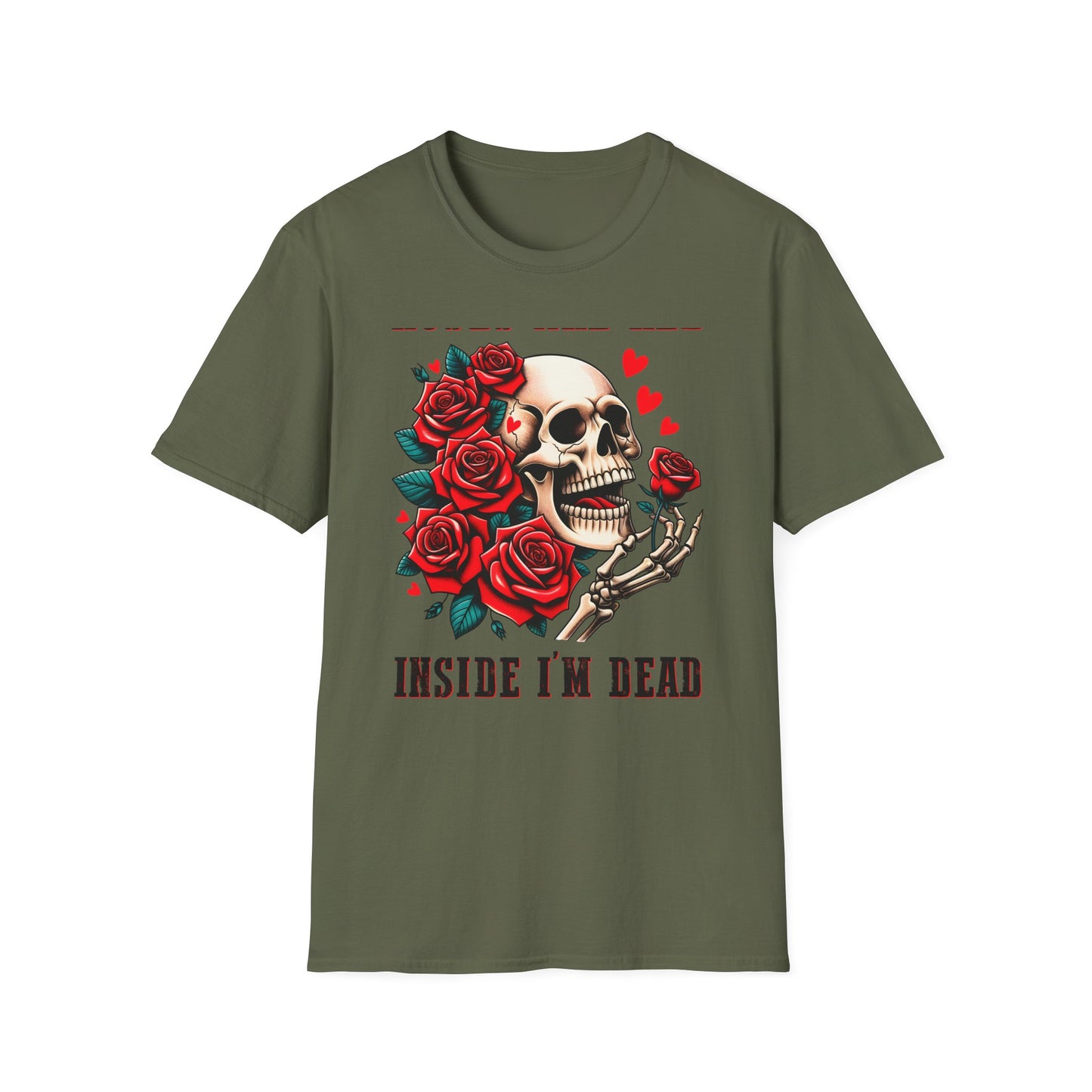 Epic 'Roses Are Red Inside I'm Dead' T-Shirt | Edgy Skull & Rose Gothic Tee | Dark Humor Statement Apparel