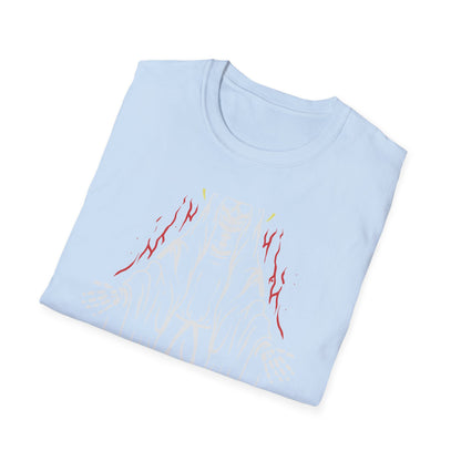 Mystic Skeleton Saint T-Shirt | Haunting Grim Reaper with Halo & Red Accents | Gothic & Alternative Apparel