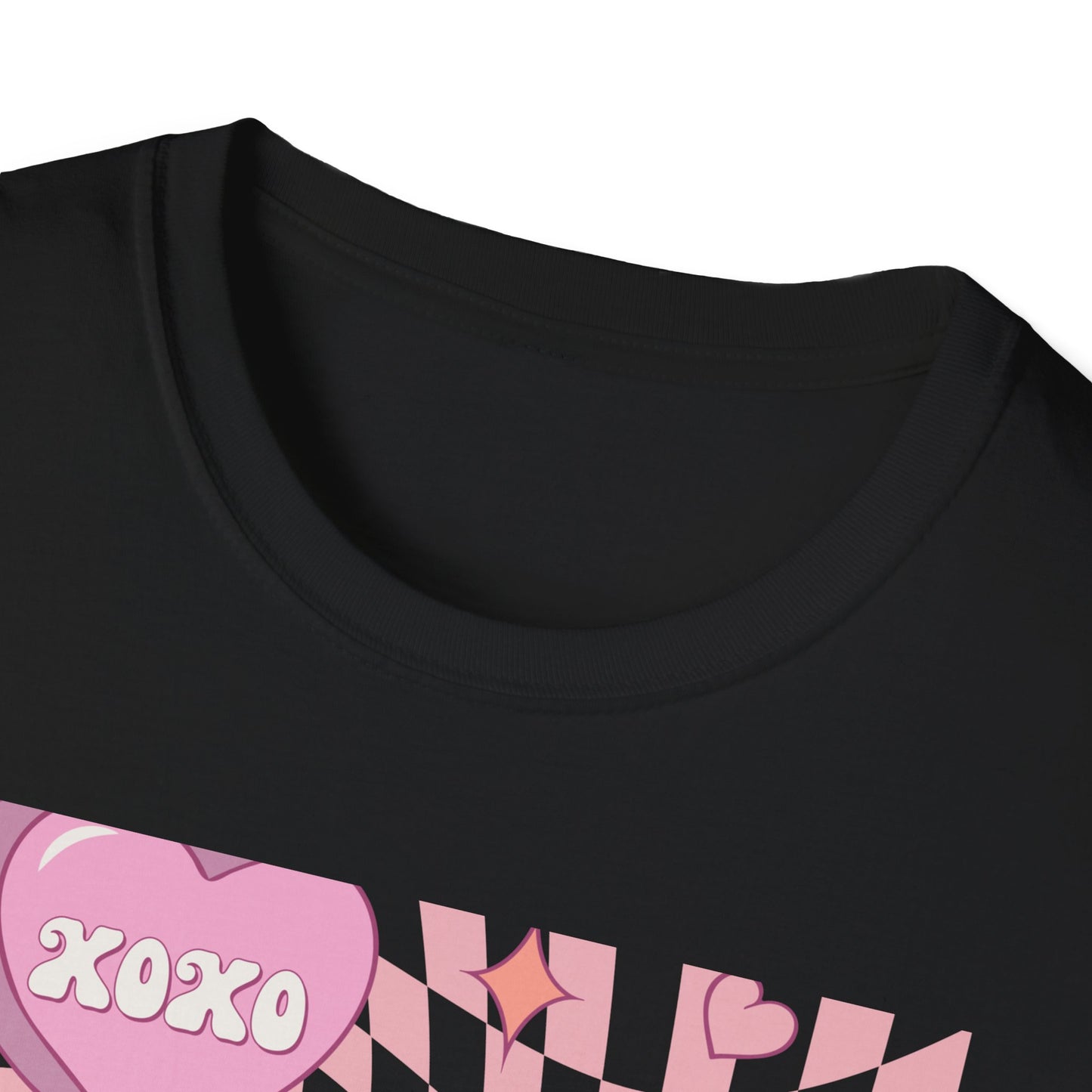 Groovy Conversation Hearts T-Shirt | Y2K Aesthetic Wavy Checkerboard Valentine's Day Tee | Adorable Retro Love Gift