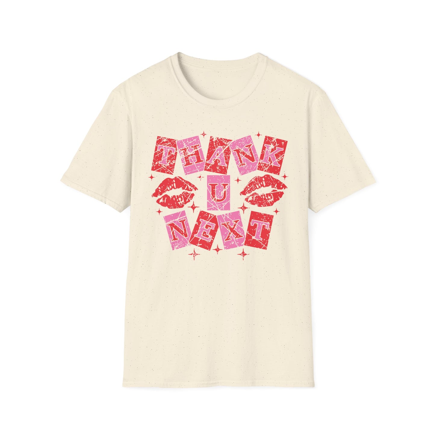 Iconic Thank U, Next T-Shirt | Empowering Women's Pop Culture Statement Tee with Kiss Lips & Stars
