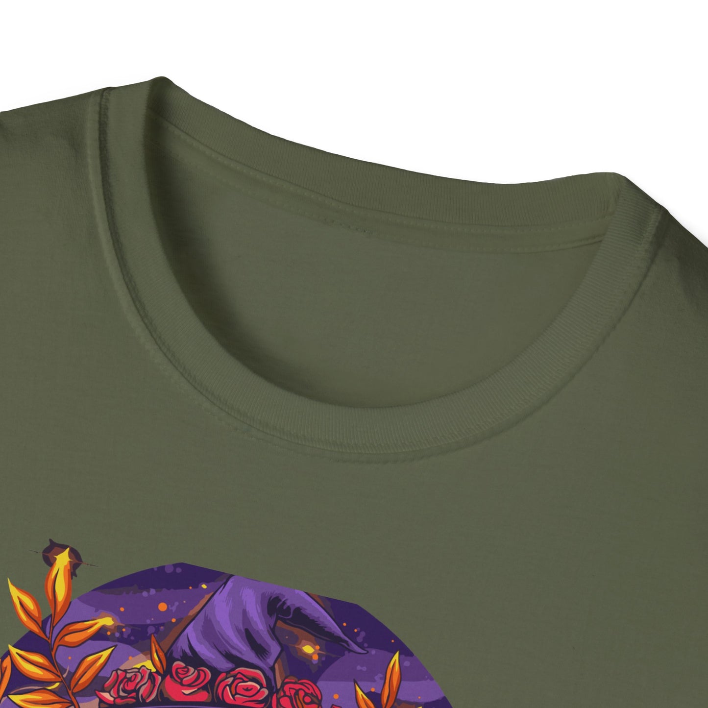 Enchanting Mystical Witch T-Shirt | Women's Fantasy Magic Tee with Cat, Crystal Ball & Roses | Awesome Gift