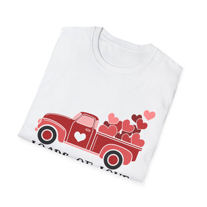 Charming Red Pickup Truck Hearts T-Shirt | Sweet Love Delivery Valentine's Day Gift Tee for Her & Him