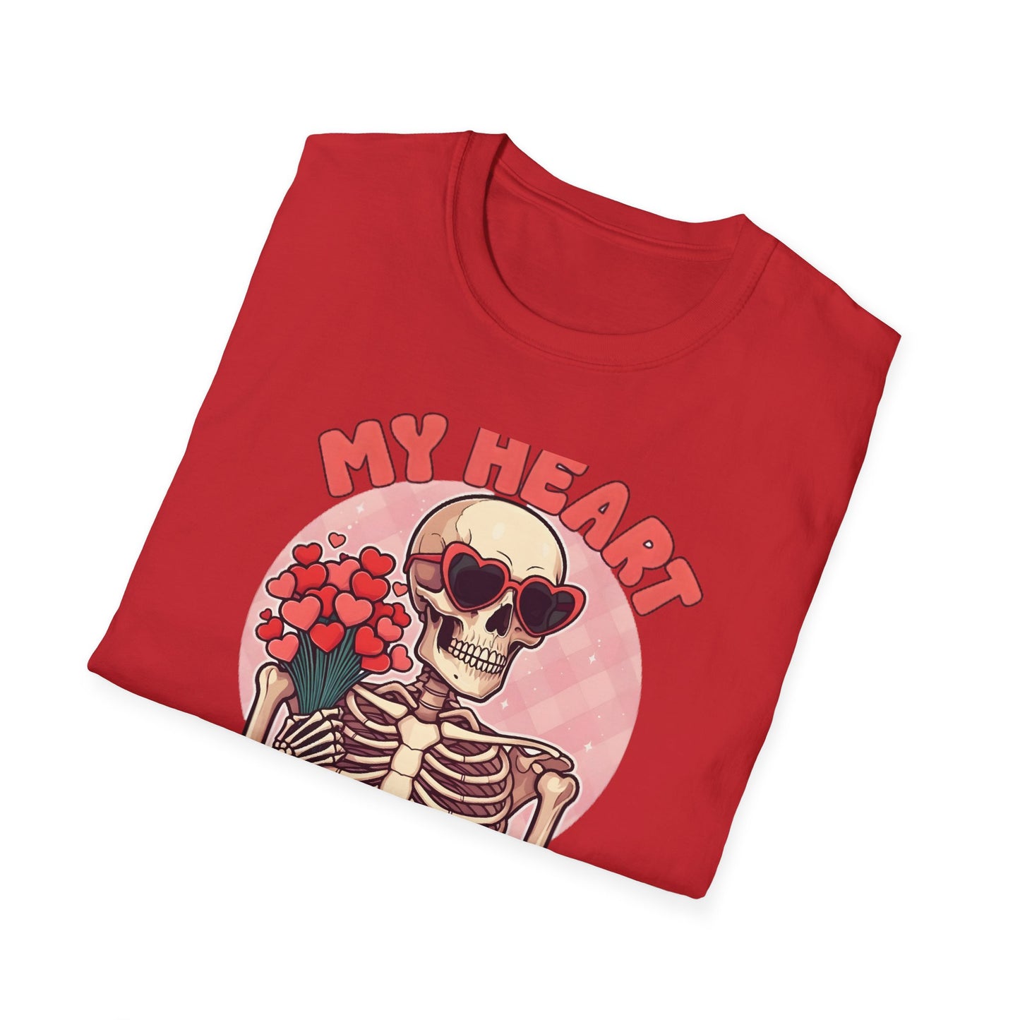 Adorably Spooky 'My Heart For You' Skeleton T-Shirt - Unique Valentine's Day & Romantic Gift Apparel for Couples