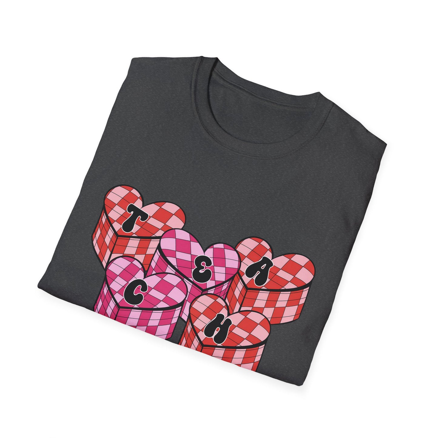 Heartfelt TEACH Hearts T-Shirt | Groovy Valentine's Gift for Educators | Trendy Teacher Appreciation Tee