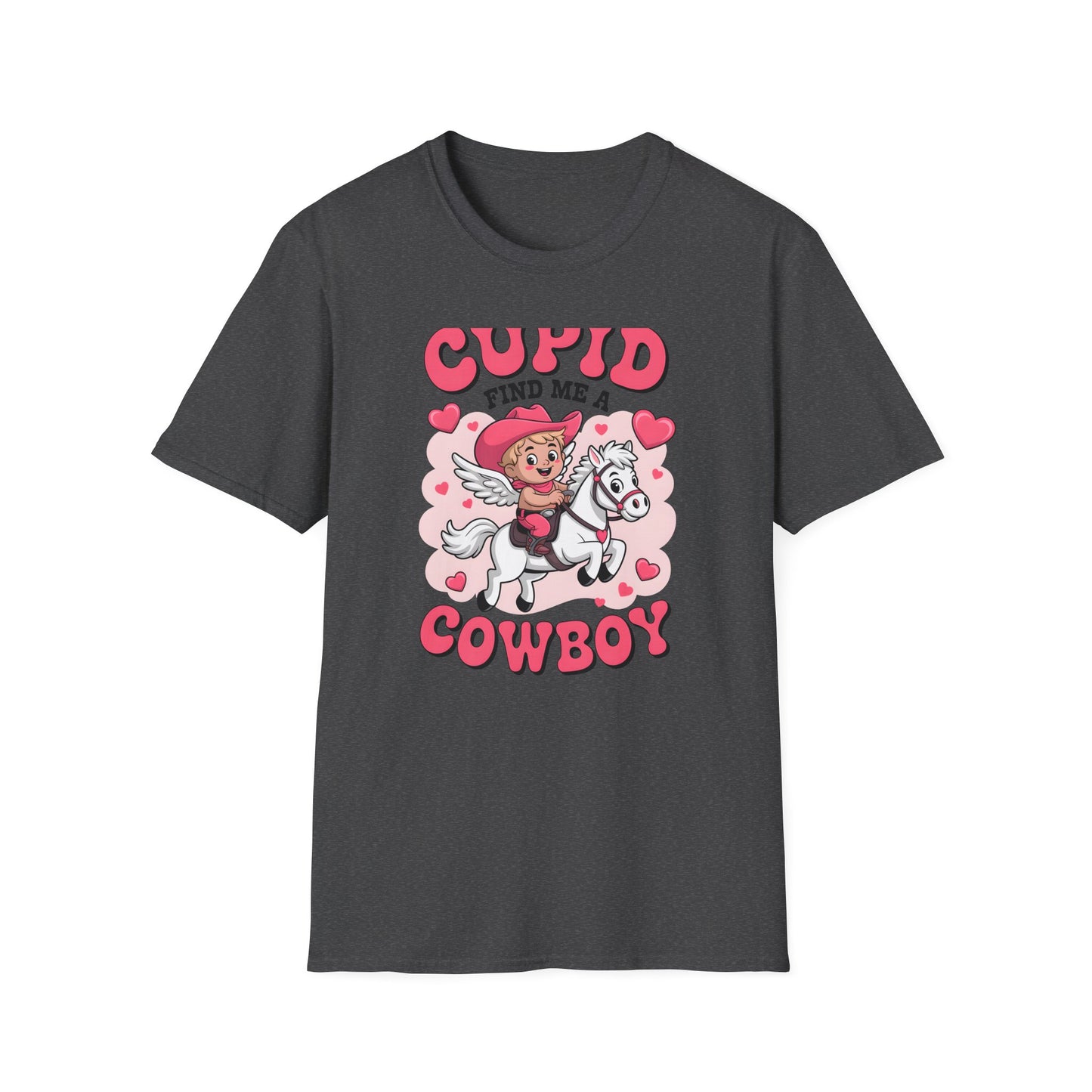 Adorable Cupid Find Me A Cowboy T-Shirt - Cute Valentine's Day Western Love Tee | Funny Rodeo Romance Shirt for Women