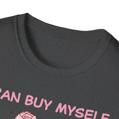 Empowering "I Can Buy Myself Flowers" T-Shirt - Chic Pink Rose Floral Self-Love Tee for Women