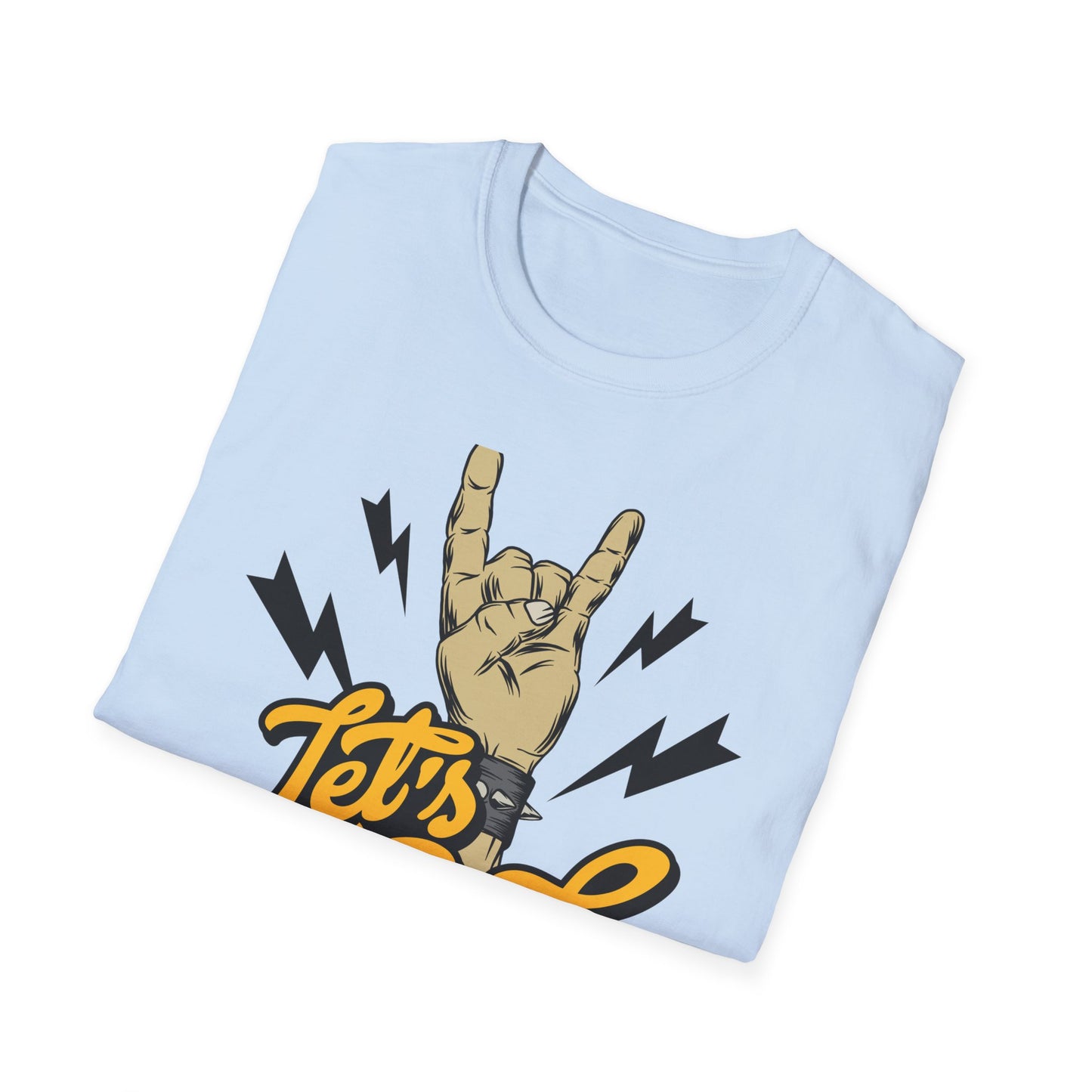 Epic Let's Rock On T-Shirt - Electrifying Rock N Roll Hand Sign Tee for Music Lovers & Concerts | Dynamic Spiked Wristband Design