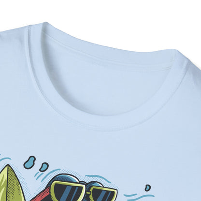 Chill Shark Summer Surfer T-Shirt | Funny Beach Vacation & Ocean Lover Tee | Awesome Ocean Vibes Gift for Men & Women