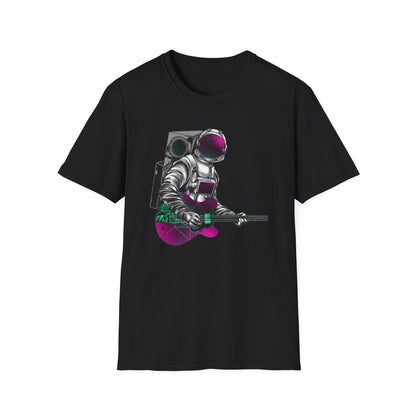 Cosmic Guitarist Astronaut T-Shirt | Electrifying Space Rocker Tee | Vibrant Sci-Fi Music Fan Gift