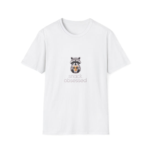 Adorable 'Snack Obsessed' Raccoon T-Shirt - Funny Animal Foodie Tee for Ultimate Comfort & Style!