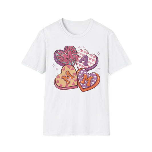 Adorable MAMA Heart T-Shirt | Retro Candy Hearts Mom Tee | Perfect Mother's Day Gift | Cute & Unique Motherhood Apparel