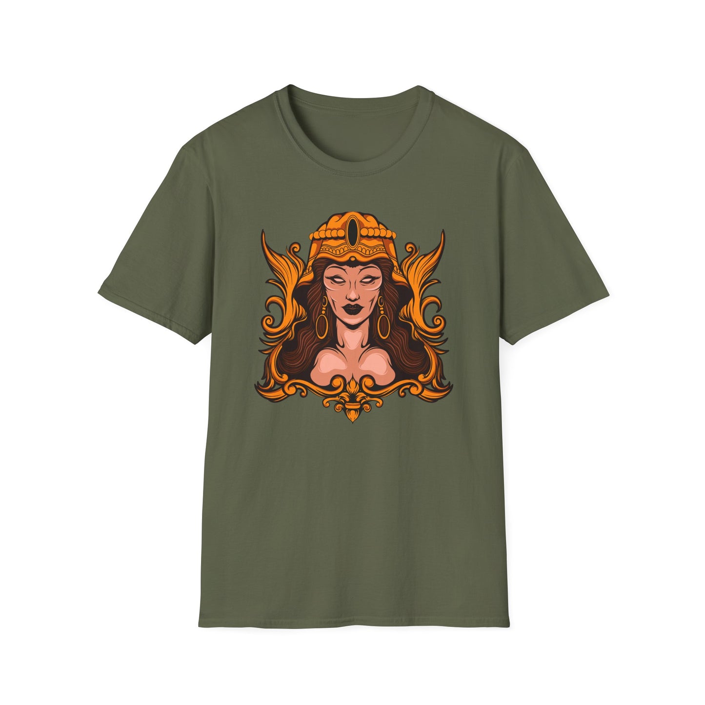 Stunning Golden Empress T-Shirt | Mystical Ancient Queen Apparel for Women | Ornate Fantasy Art Tee