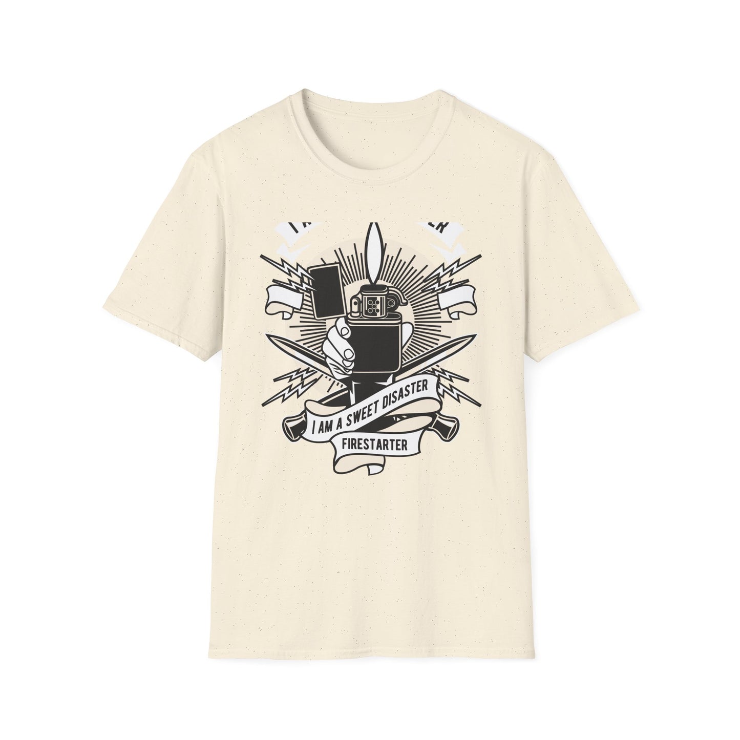 Firestarter Sweet Disaster T-Shirt - Iconic Lighter Flame Graphic Tee for Rebels & Music Lovers