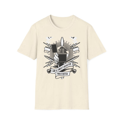 Firestarter Sweet Disaster T-Shirt - Iconic Lighter Flame Graphic Tee for Rebels & Music Lovers