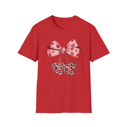 Sweet Mosaic Heart & Pink Bow T-Shirt | Adorable Valentine's Day Gift for Her | Unique Love Design