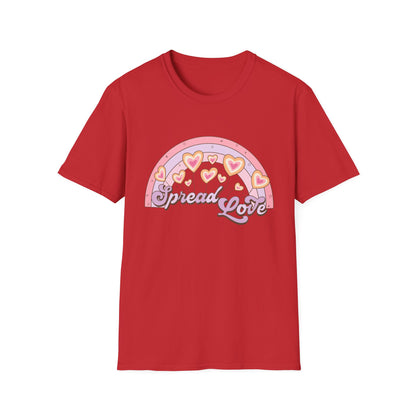Groovy Spread Love T-Shirt | Retro Pastel Hearts Rainbow Tee | Empowering Positive Vibes for Women & Teens | Cute & Inspiring Gift