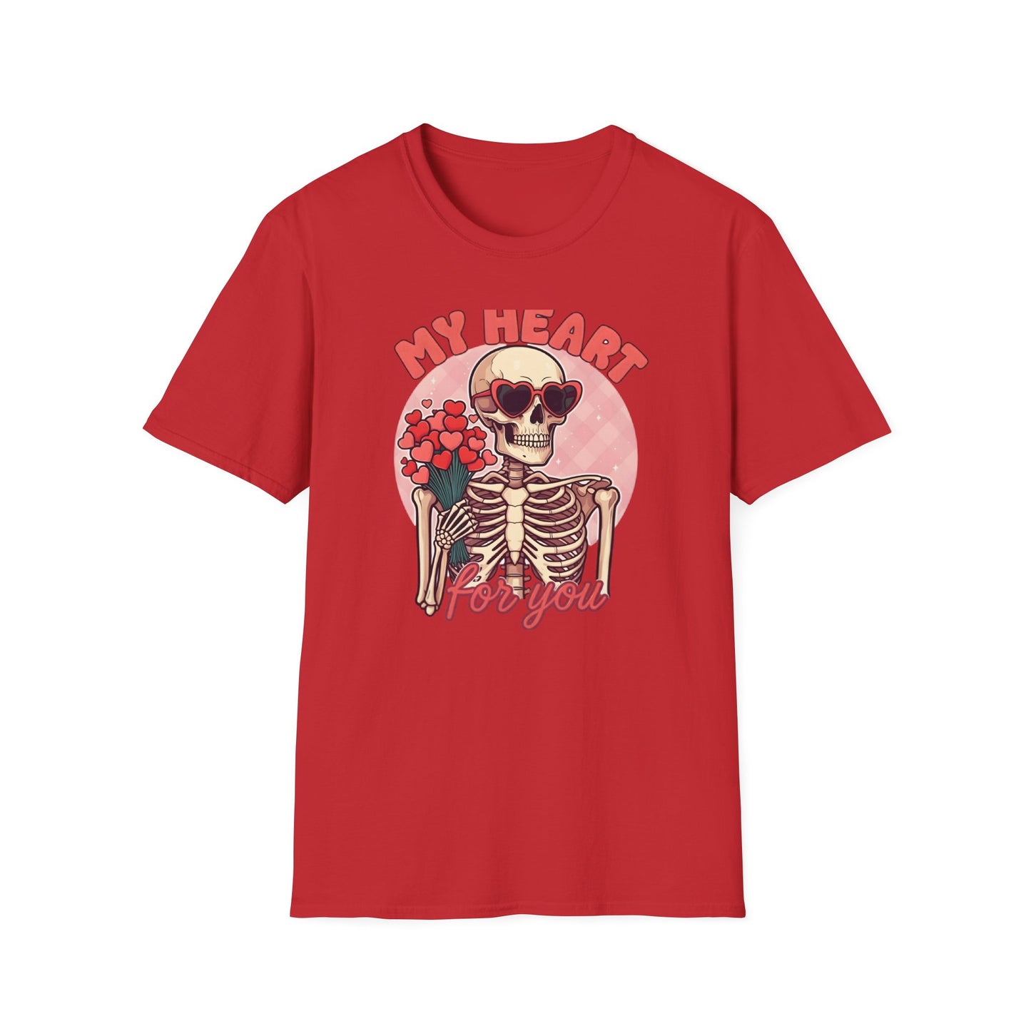 Adorably Spooky 'My Heart For You' Skeleton T-Shirt - Unique Valentine's Day & Romantic Gift Apparel for Couples