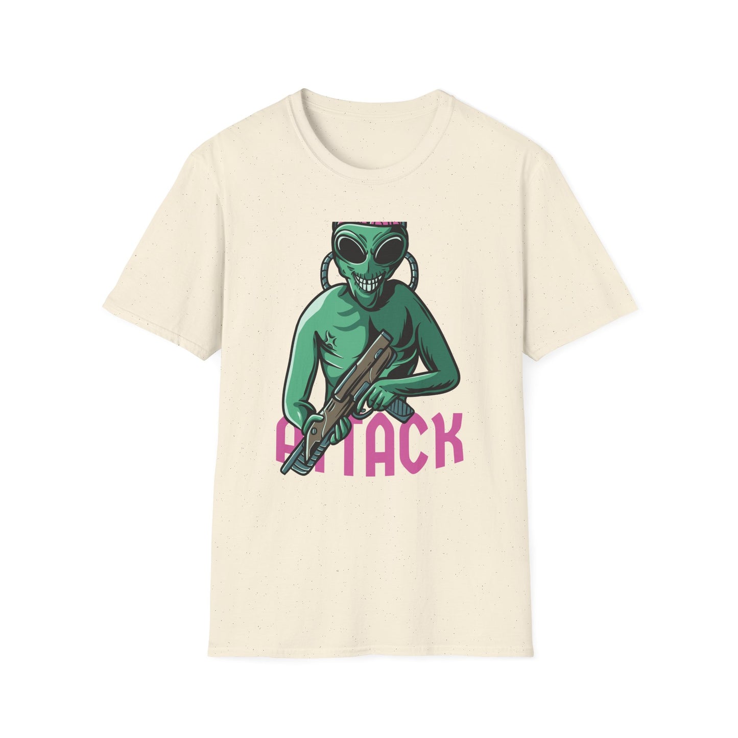 Unleash Chaos! Epic Alien Attack T-Shirt - Exposed Brain & Shotgun Sci-Fi Graphic Tee for Edgy Fans & Gamers. Bold & Unique!