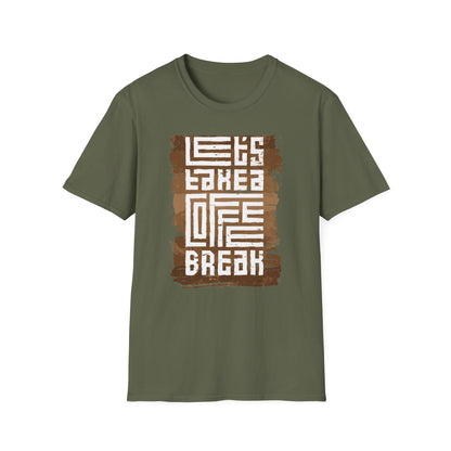 Unique Let's Take a Coffee Break T-Shirt | Stylish Distressed Coffee Lover Tee | Essential Daily Brew Relax Shirt