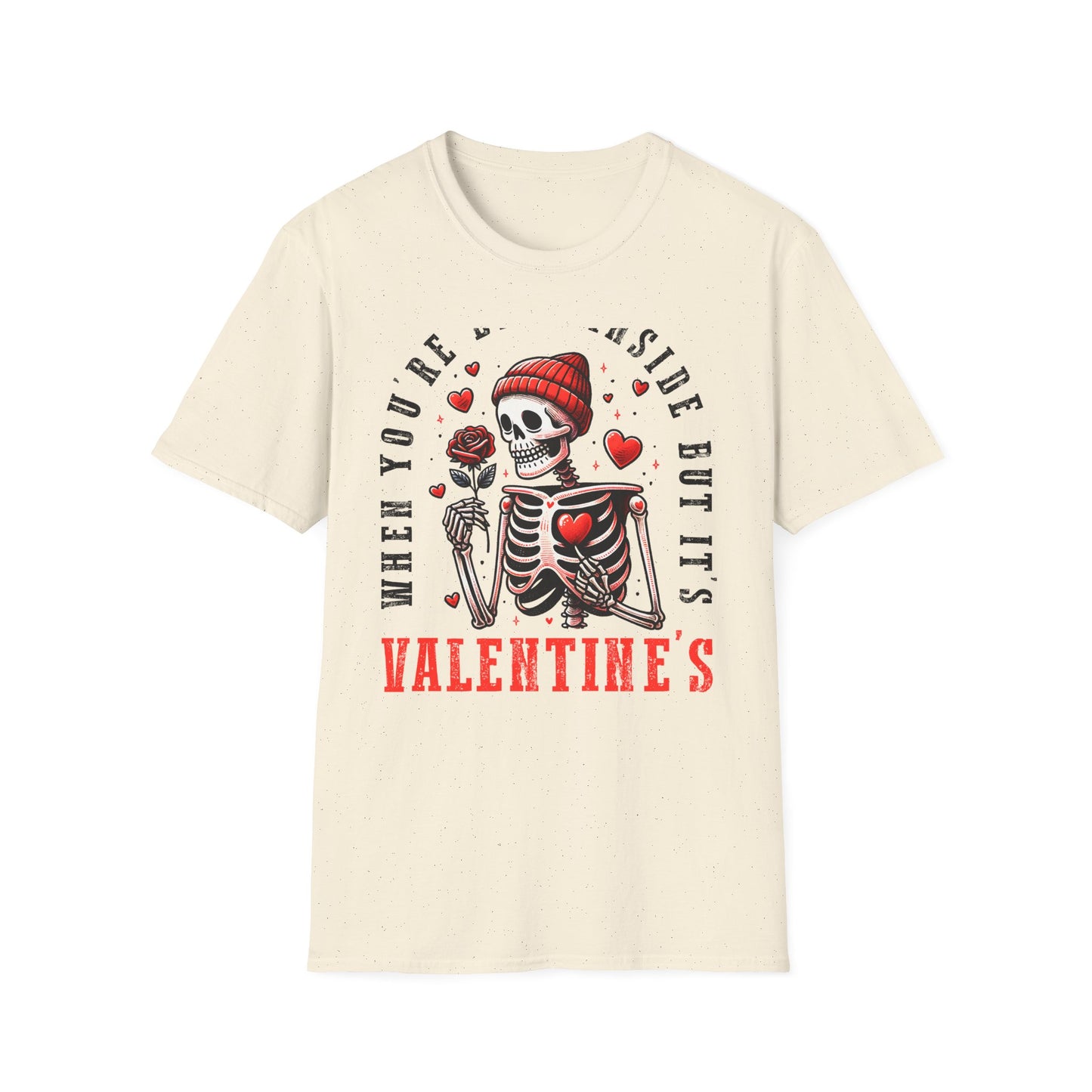 Awesome 'Dead Inside' Skeleton Valentine's T-Shirt | Unique Sarcastic Anti-Love Tee Gift for Emo & Goth Souls