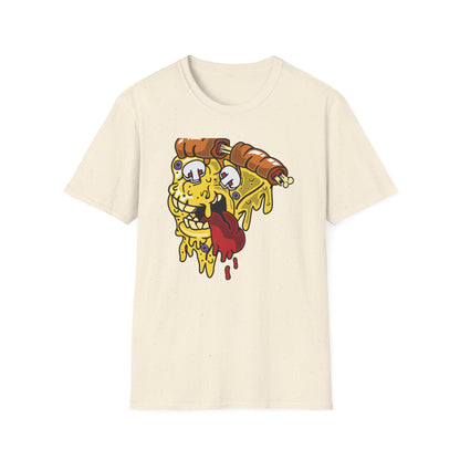 Dripping Zombie Pizza Slice T-Shirt - Ghoulish Horror Foodie Monster Tee for Halloween & Unique Style