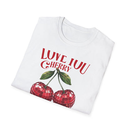 Sparkling Disco Cherry Love T-Shirt | 'Love You Cherry Much' Punny Tee | Retro Valentine's Gift | Unique Graphic Tee