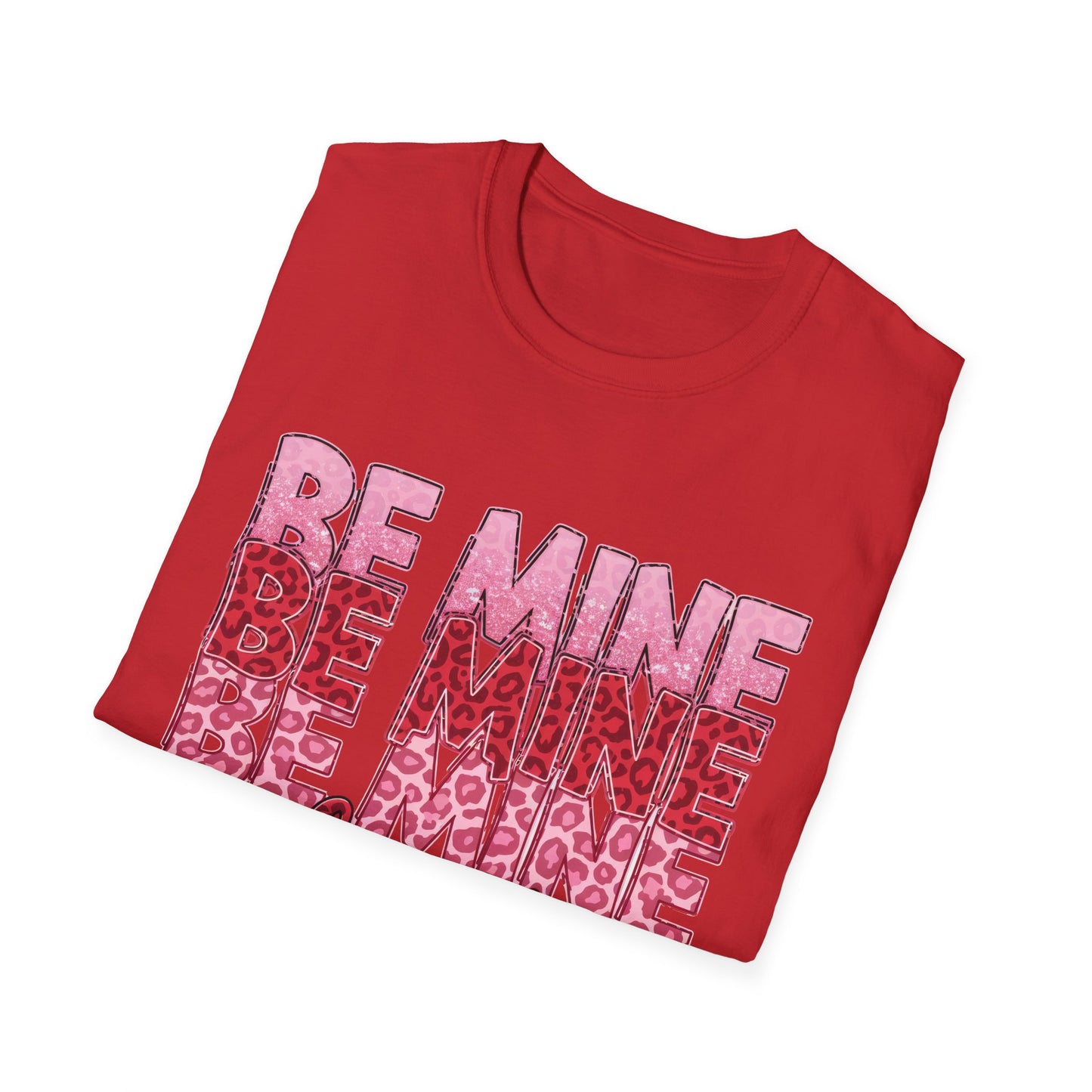 Adorable Be Mine Valentine T-Shirt | Trendy Pink & Red Leopard Print Tee for Her | Sweet V-Day Gift
