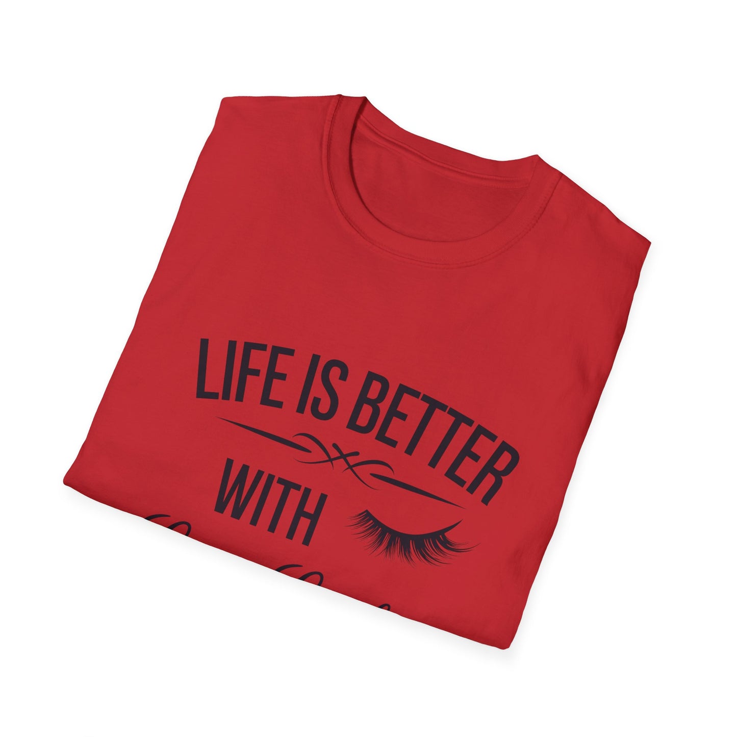 Life is Better with Long Lashes T-Shirt | Chic Eyelash Beauty Tee for Women & Lash Techs | Fabulous Makeup Lover Gift