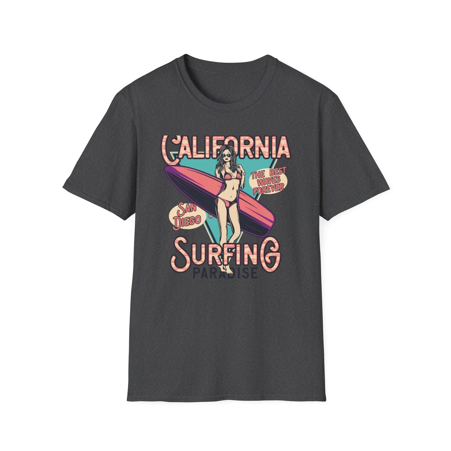 California Surfing Paradise T-Shirt | Retro San Diego Beach Babe Tee - Iconic Summer Waves & Vacation Apparel