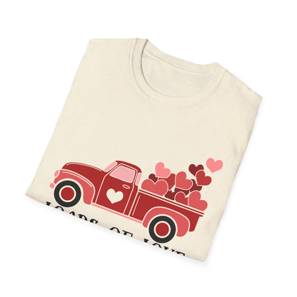 Charming Red Pickup Truck Hearts T-Shirt | Sweet Love Delivery Valentine's Day Gift Tee for Her & Him