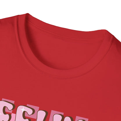 Feeling Lucky Groovy T-Shirt | Pink Heart Dice Retro Aesthetic Tee | Trendy Y2K Cute Sparkling Top for Women & Teens