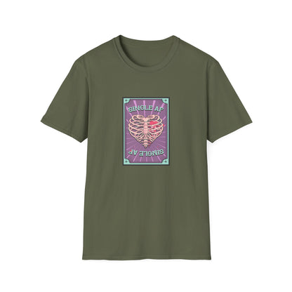 Bold SINGLE AF T-Shirt | Funny Anti-Valentine's Skeleton Heart Tee | Unique Self-Love Statement Graphic Shirt